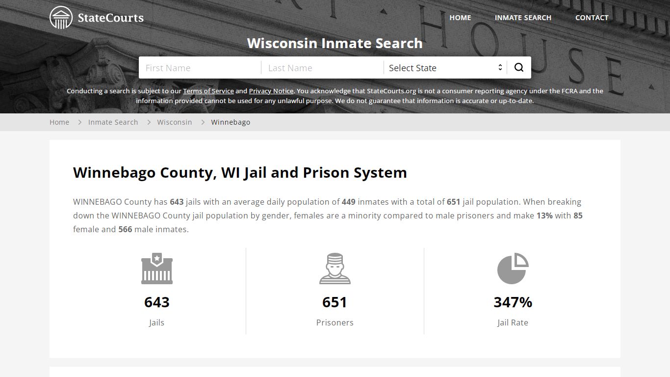 Winnebago County, WI Inmate Search - StateCourts