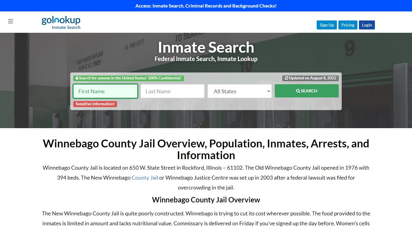Winnebago County Jail, Winnebago County Jail Inmate